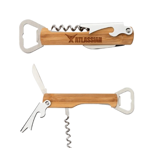 4-In-1 Bamboo Corkscrew Bottle Opener