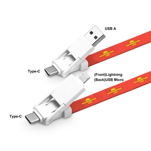 6 In 1 Polyester Lanyard Charging Cable 