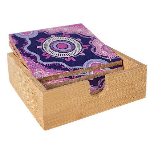 A WOMAN’S CONNECTION Bamboo Coaster Set (4 Pack)