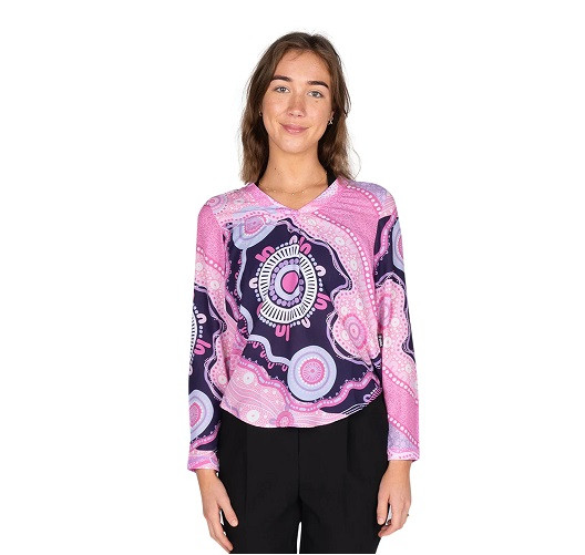 A Woman’s Connection V Neck Women’s Long Sleeve Blouse 