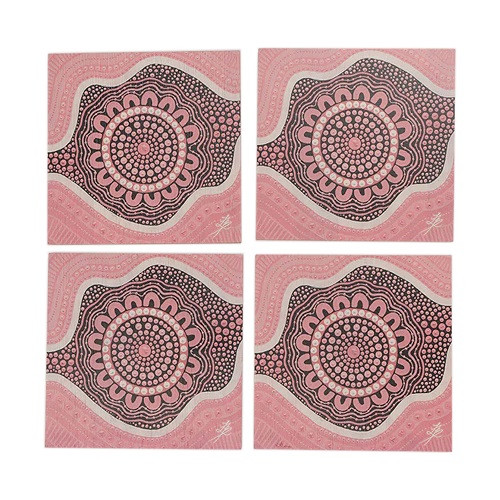 BOOBIE SISTA Bamboo Coaster Set (4 Pack) 