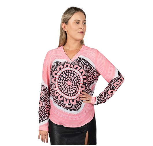 BOOBIE SISTA V Neck Women’s Long Sleeve Blouse 