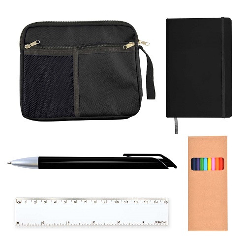 Back To School Kit - Malibu Pouch, Argos Notebook, Virgo Pen, Ruler, Pencils 