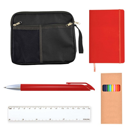 Back To School Kit - Malibu Pouch, Argos Notebook, Virgo Pen, Ruler, Pencils 