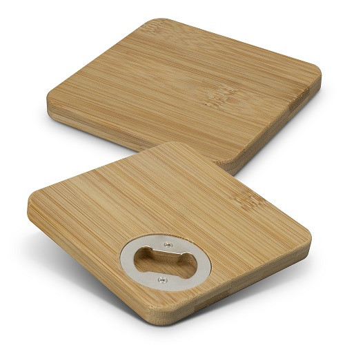 Bamboo Bottle Opener Coaster Set of 2 - Square 