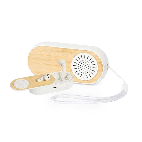 Bamboo and Wheat Straw Speaker and Ear Buds