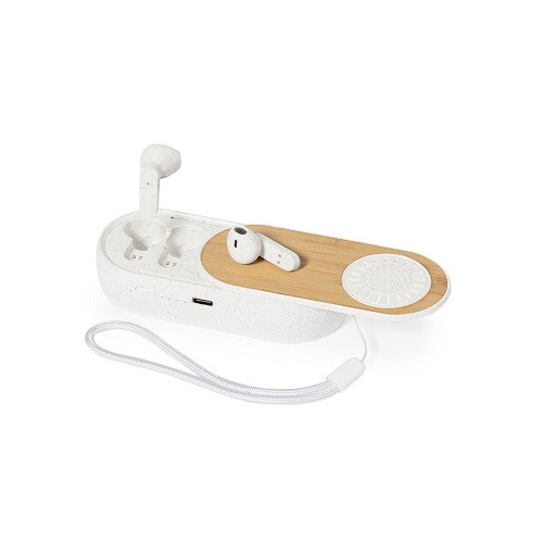 Bamboo and Wheat Straw Speaker and Ear Buds 