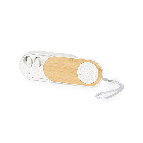 Bamboo and Wheat Straw Speaker and Ear Buds 