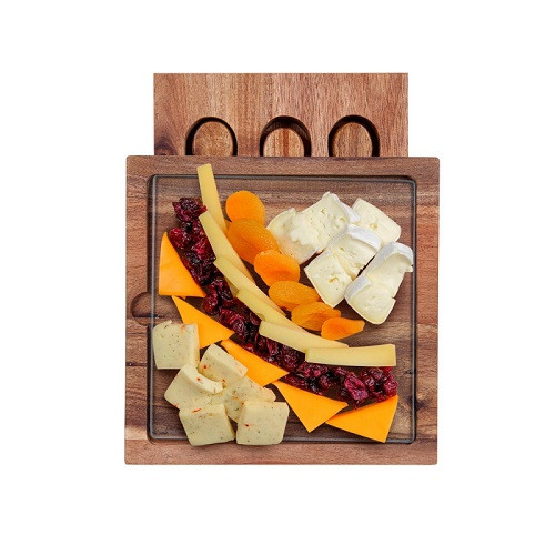 Glass Cheeseboard & Knife Set 