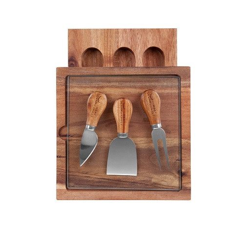 Glass Cheeseboard & Knife Set 