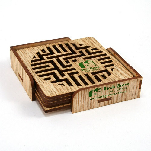 Eco MDF Coaster Set with Optional Flat Holder 