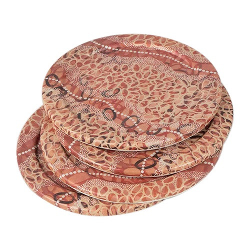 GUBARR (Red Ochre) Round Bamboo Coaster (4 Pack)