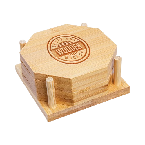 Octagon Bamboo Coaster Set