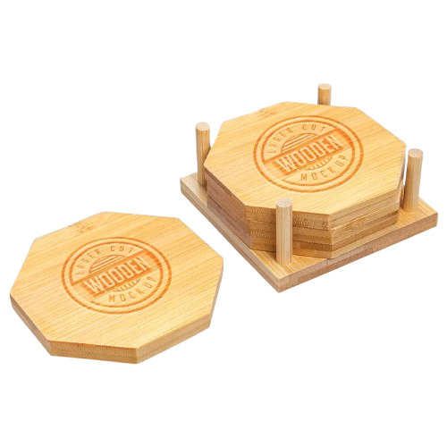 Octagon Bamboo Coaster Set 