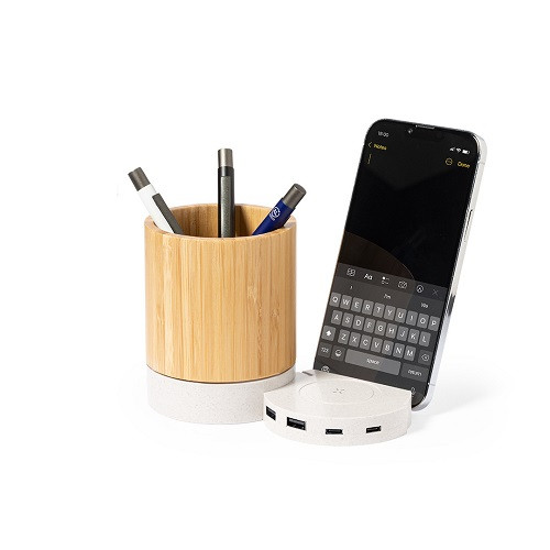 Pen Caddy, Wireless Charger, USB Hub and Phone Stand