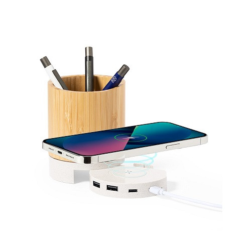 Pen Caddy, Wireless Charger, USB Hub and Phone Stand 