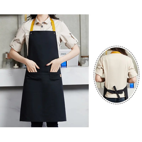 Poly-Cotton Canvas Full Bib Apron with Colour Neck Strap 