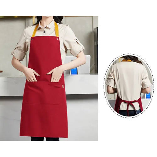 Poly-Cotton Canvas Full Bib Apron with Colour Neck Strap 