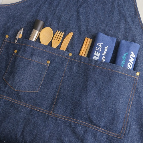 Poly-Cotton Denim Full Bib Apron with Neck Strap 