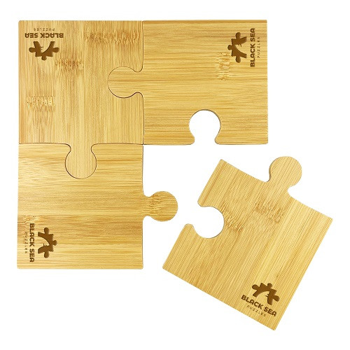 Puzzle Bamboo Coaster Set