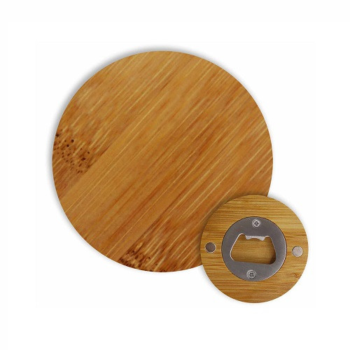 Round Bamboo Bottle Opener 