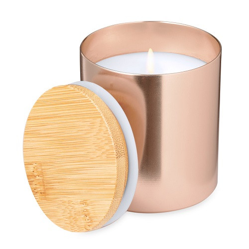 Rudyn Vanilla Scented Candle in Metal Jar and Bamboo Lid