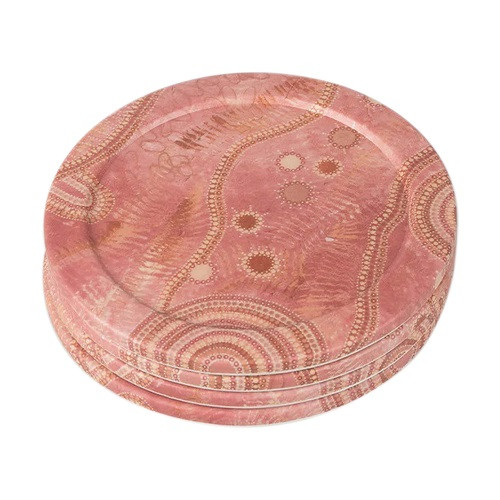 WAMBUWANBUNMARRA (Mix) Round Bamboo Coaster (4 Pack) 