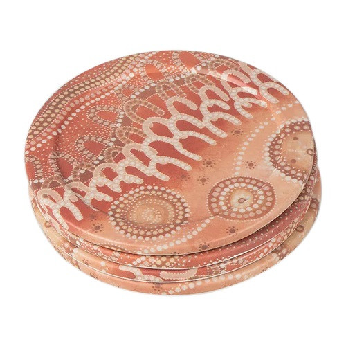 YAWALANHA (Watch One Another) Round Bamboo Coaster (4 Pack) 