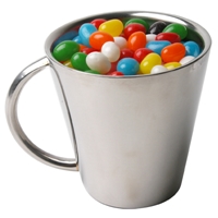 Assorted Colour Jelly Beans In Stainless Steel Coffee Cup