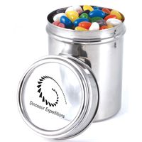 Assorted Colour Maxi Jelly Beans in 12cm Stainless Steel Canister