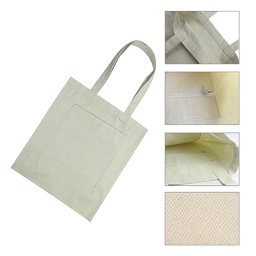 Cotton Tote Bag with Front Pouch 