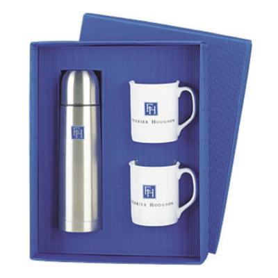 Flask & Mugs Gift Set - Blue