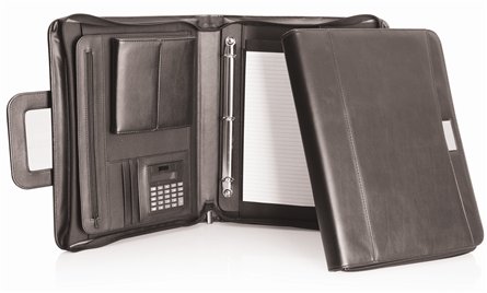 Genuine Leather Compendium with Retractable Handle