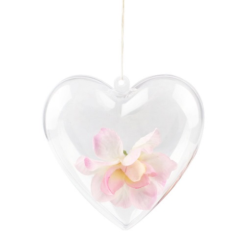 Heart Shaped Clear Plastic Ornament 