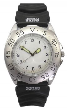 Mens Silver Sports Watch White Dial