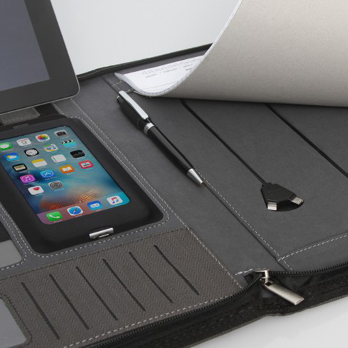 Milano Executive Tech A4 Compendium with Powerbank & Zipper 