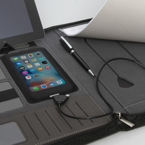 Milano Executive Tech A4 Compendium with Powerbank & Zipper 