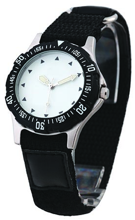 Silver Sports Watch with Black Rotating Bezel 