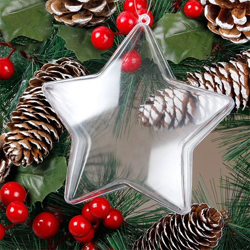 Star Shaped Clear Plastic Ornament 