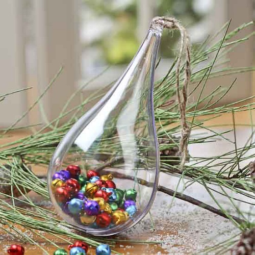 Teardrop Shaped Clear Plastic Ornament 