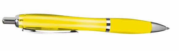 Translucent Ballpoint Pen with Rubber Grip in Yellow