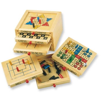 Wooden Box With 5 Games