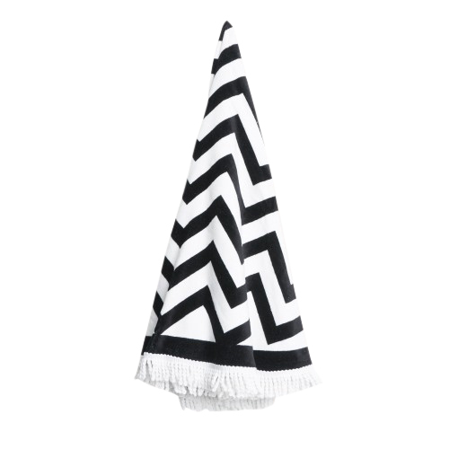 Zig Zag Round Towel with Fringe