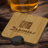 Bamboo Bottle Opener Coaster - Square 