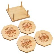 Octagon Bamboo Coaster Set 