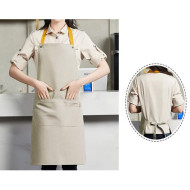 Poly-Cotton Canvas Full Bib Apron with Colour Neck Strap 