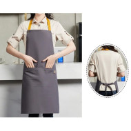 Poly-Cotton Canvas Full Bib Apron with Colour Neck Strap 