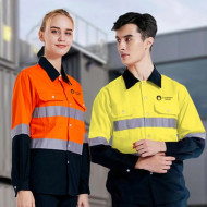 Unisex Cotton HI-Vis Reflective L/S Shirt