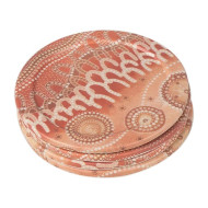 YAWALANHA (Watch One Another) Round Bamboo Coaster (4 Pack) 