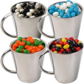 Corporate Colour Jelly Beans In Stainless Steel Coffee Cup